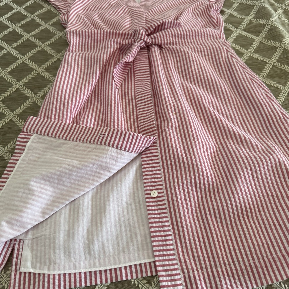 Vineyard Vines Pink and White Striped Strapless Tie-Front Dress - Picture 10 of 14